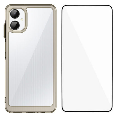 WANLONFENG For Samsung Galaxy A06 5G Phone Case  XC Series TPU Acrylic Cover with Tempered Glass (Big Lens Hole)