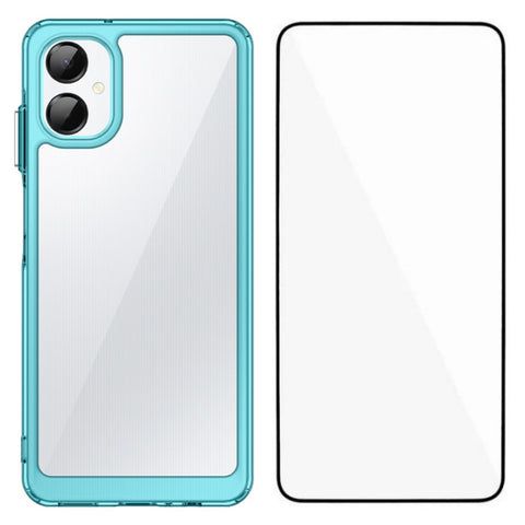 WANLONFENG For Samsung Galaxy A06 5G Phone Case  XC Series TPU Acrylic Cover with Tempered Glass (Big Lens Hole)