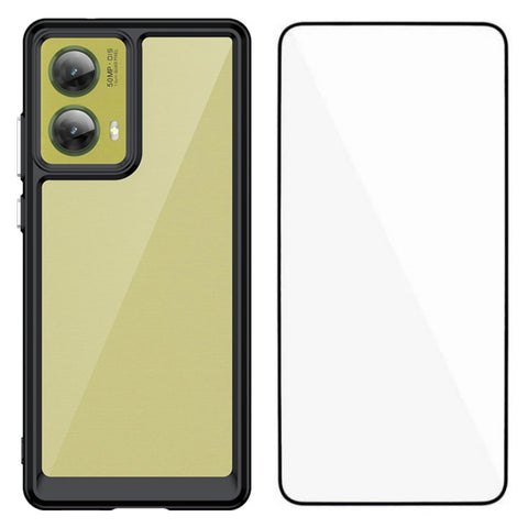WANLONFENG For Motorola S50 Neo 5G / Motorola Moto G85 5G Phone Case  XC Series TPU Acrylic Cover with Tempered Glass (Big Lens Hole)