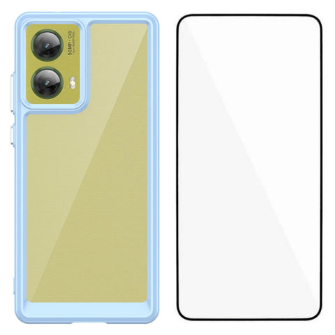 WANLONFENG For Motorola S50 Neo 5G / Motorola Moto G85 5G Phone Case  XC Series TPU Acrylic Cover with Tempered Glass (Big Lens Hole)