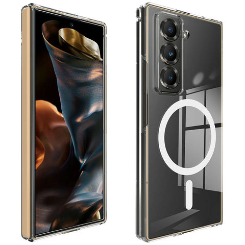 For Samsung Galaxy Z Fold Special Clear Phone Magnetic Case TPU + Acrylic Back Cover