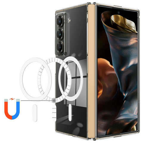 For Samsung Galaxy Z Fold Special Clear Phone Magnetic Case TPU + Acrylic Back Cover