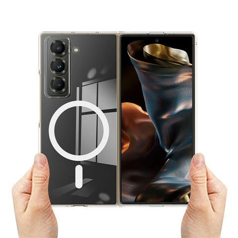 For Samsung Galaxy Z Fold Special Clear Phone Magnetic Case TPU + Acrylic Back Cover