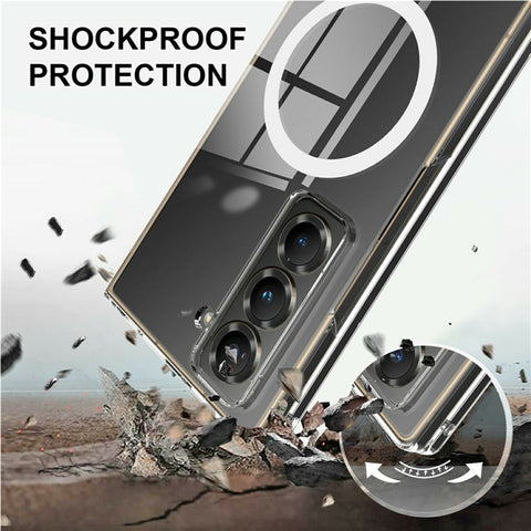 For Samsung Galaxy Z Fold Special Clear Phone Magnetic Case TPU + Acrylic Back Cover