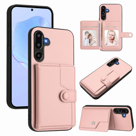 For Samsung Galaxy F16 5G / Galaxy M16 5G Case RFID Blocking Card Holder Kickstand TPU + PU Leather Phone Back Cover