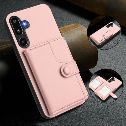 For Samsung Galaxy F16 5G / Galaxy M16 5G Case RFID Blocking Card Holder Kickstand TPU + PU Leather Phone Back Cover