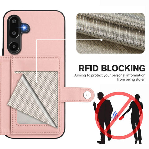For Samsung Galaxy F16 5G / Galaxy M16 5G Case RFID Blocking Card Holder Kickstand TPU + PU Leather Phone Back Cover