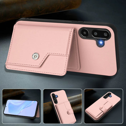 For Samsung Galaxy F16 5G / Galaxy M16 5G Case RFID Blocking Card Holder Kickstand TPU + PU Leather Phone Back Cover