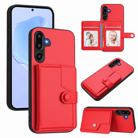 For Samsung Galaxy F16 5G / Galaxy M16 5G Case RFID Blocking Card Holder Kickstand TPU + PU Leather Phone Back Cover