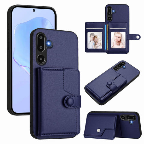For Samsung Galaxy F16 5G / Galaxy M16 5G Case RFID Blocking Card Holder Kickstand TPU + PU Leather Phone Back Cover