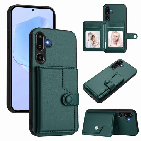 For Samsung Galaxy F16 5G / Galaxy M16 5G Case RFID Blocking Card Holder Kickstand TPU + PU Leather Phone Back Cover