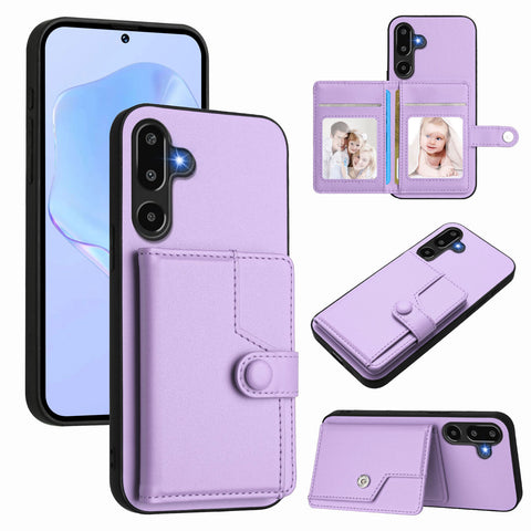 For Samsung Galaxy F16 5G / Galaxy M16 5G Case RFID Blocking Card Holder Kickstand TPU + PU Leather Phone Back Cover