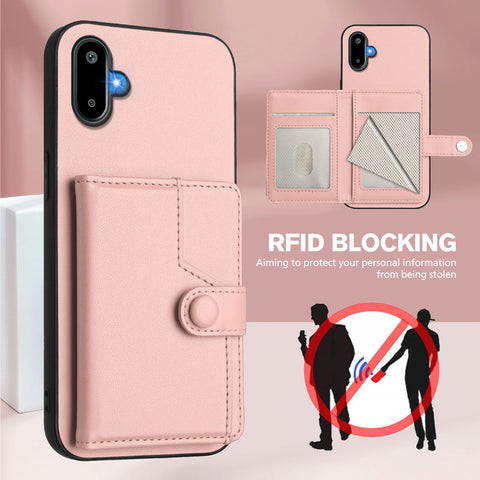 For Samsung Galaxy M06 5G / Galaxy F06 5G Case RFID Blocking Card Holder Kickstand TPU + PU Leather Phone Back Cover