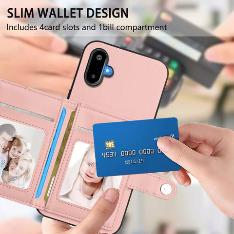 For Samsung Galaxy M06 5G / Galaxy F06 5G Case RFID Blocking Card Holder Kickstand TPU + PU Leather Phone Back Cover