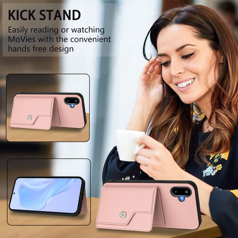 For Samsung Galaxy M06 5G / Galaxy F06 5G Case RFID Blocking Card Holder Kickstand TPU + PU Leather Phone Back Cover