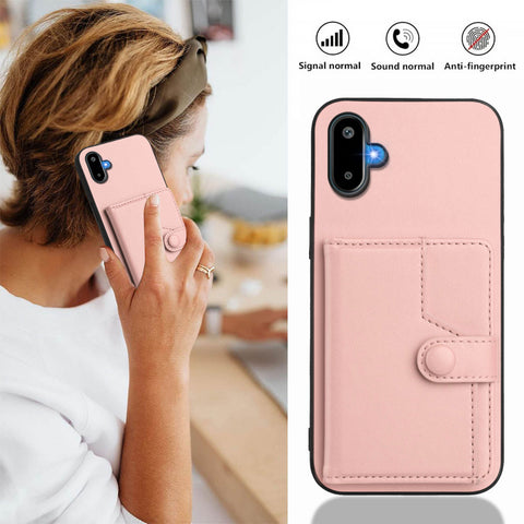 For Samsung Galaxy M06 5G / Galaxy F06 5G Case RFID Blocking Card Holder Kickstand TPU + PU Leather Phone Back Cover
