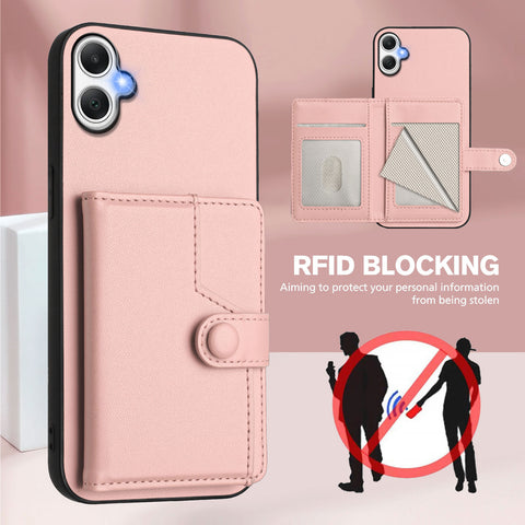 For Samsung Galaxy A06 5G / Galaxy A06 4G Case RFID Blocking Card Holder Kickstand TPU + PU Leather Phone Back Cover