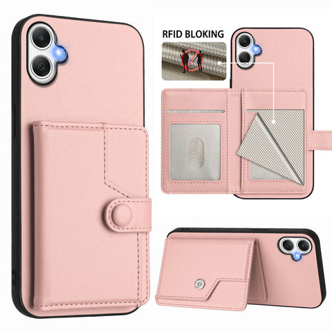 For Samsung Galaxy A06 5G / Galaxy A06 4G Case RFID Blocking Card Holder Kickstand TPU + PU Leather Phone Back Cover