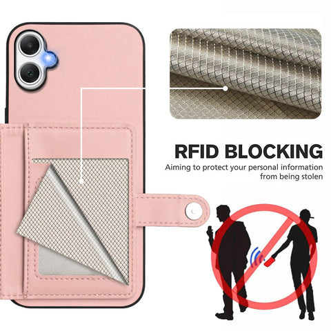For Samsung Galaxy A06 5G / Galaxy A06 4G Case RFID Blocking Card Holder Kickstand TPU + PU Leather Phone Back Cover