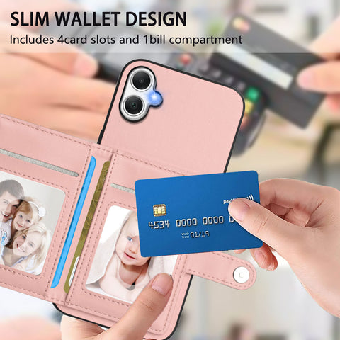 For Samsung Galaxy A06 5G / Galaxy A06 4G Case RFID Blocking Card Holder Kickstand TPU + PU Leather Phone Back Cover