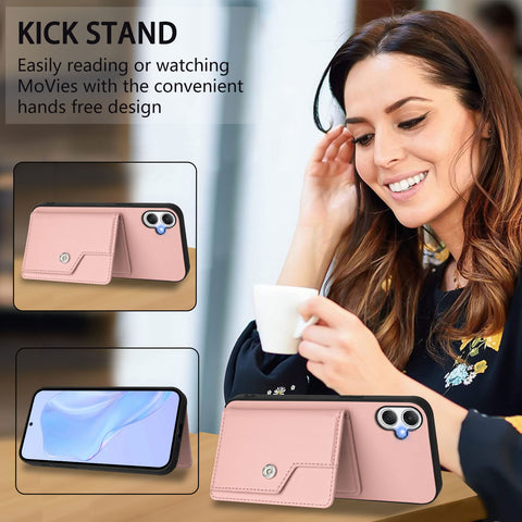 For Samsung Galaxy A06 5G / Galaxy A06 4G Case RFID Blocking Card Holder Kickstand TPU + PU Leather Phone Back Cover