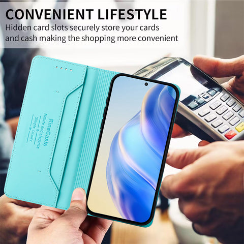 For Samsung Galaxy M06 5G / Galaxy F06 5G Leather Case RINACASIS RC01 Phone Cover with RFID Blocking Wallet Stand