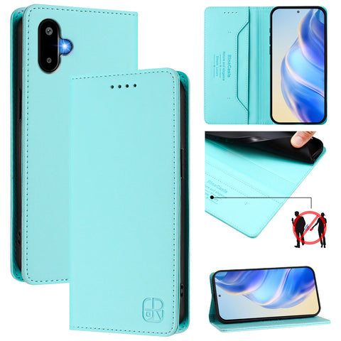 For Samsung Galaxy M06 5G / Galaxy F06 5G Leather Case RINACASIS RC01 Phone Cover with RFID Blocking Wallet Stand