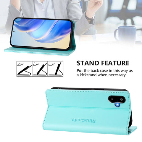For Samsung Galaxy M06 5G / Galaxy F06 5G Leather Case RINACASIS RC01 Phone Cover with RFID Blocking Wallet Stand