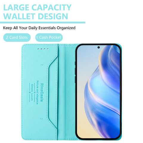 For Samsung Galaxy M06 5G / Galaxy F06 5G Leather Case RINACASIS RC01 Phone Cover with RFID Blocking Wallet Stand