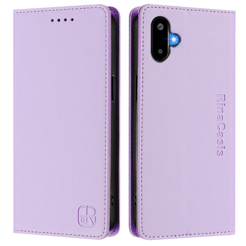 For Samsung Galaxy M06 5G / Galaxy F06 5G Leather Case RINACASIS RC01 Phone Cover with RFID Blocking Wallet Stand