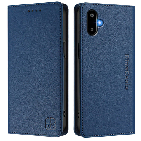 For Samsung Galaxy M06 5G / Galaxy F06 5G Leather Case RINACASIS RC01 Phone Cover with RFID Blocking Wallet Stand