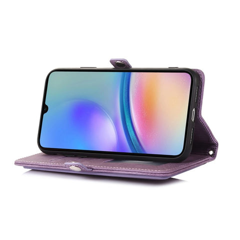 For Samsung Galaxy  A06 4G / 5G Case Zipper Pocket 9 Card Slots PU Leather Phone Cover with Wrist Strap