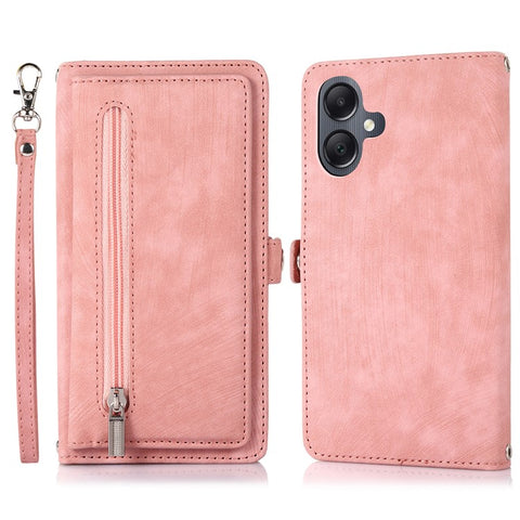 For Samsung Galaxy  A06 4G / 5G Case Zipper Pocket 9 Card Slots PU Leather Phone Cover with Wrist Strap