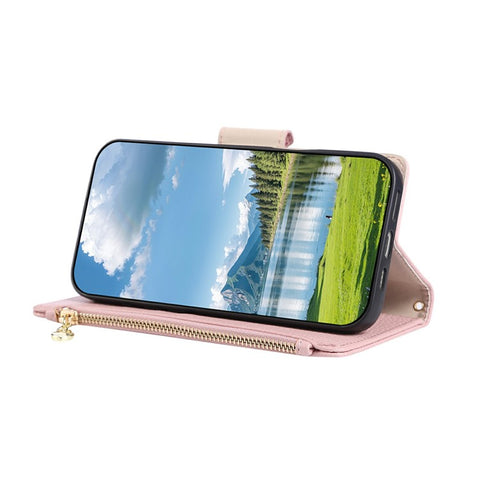For Samsung Galaxy A06 4G / 5G Case Zipper Wallet Leather Phone Cover with Wrist Strap