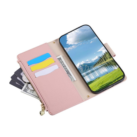 For Samsung Galaxy A06 4G / 5G Case Zipper Wallet Leather Phone Cover with Wrist Strap