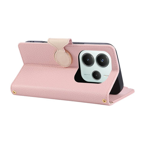 For Xiaomi Redmi Note 14 4G (163.25mm) Case Zipper Wallet Leather Phone Cover with Wrist Strap