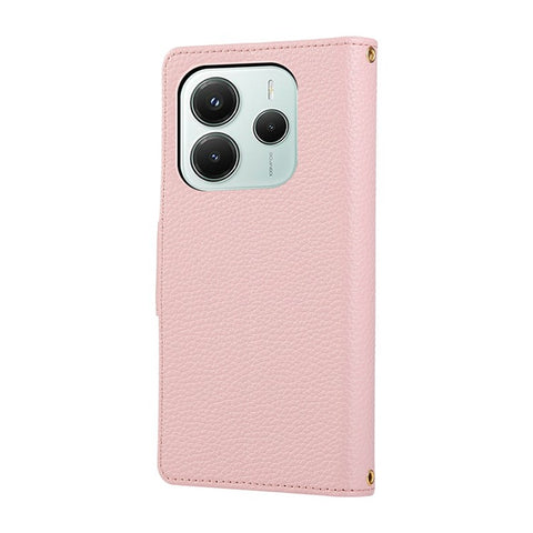 For Xiaomi Redmi Note 14 4G (163.25mm) Case Zipper Wallet Leather Phone Cover with Wrist Strap
