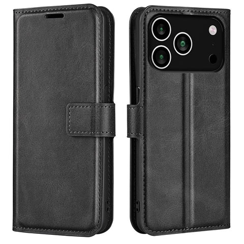 For iPhone 17 Pro Max Stand Case Anti-Scratch Calf Texture Leather Phone Cover