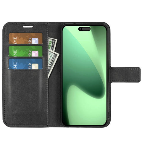 For iPhone 17 Pro Max Stand Case Anti-Scratch Calf Texture Leather Phone Cover