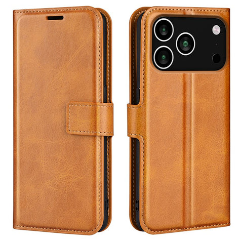 For iPhone 17 Pro Max Stand Case Anti-Scratch Calf Texture Leather Phone Cover