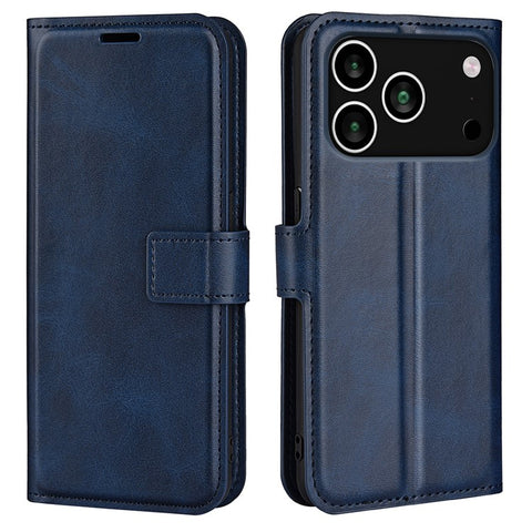 For iPhone 17 Pro Max Stand Case Anti-Scratch Calf Texture Leather Phone Cover