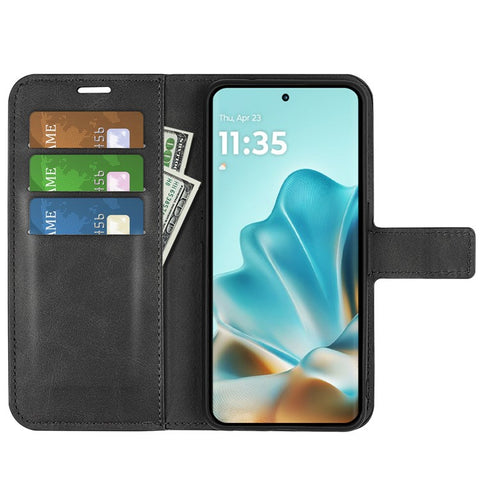 For Motorola Edge 60 Fusion 5G Stand Case Anti-Scratch Calf Texture Leather Phone Cover