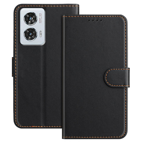 For Motorola Moto G85 5G / Motorola Edge 50 Fusion 5G Leather Case Wallet Stand Solid Color Anti Drop Phone Cover