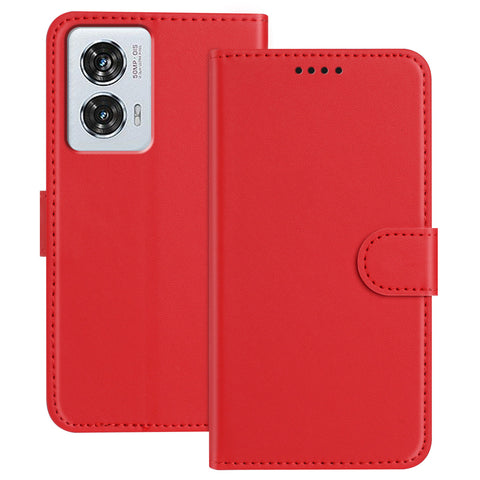 For Motorola Moto G85 5G / Motorola Edge 50 Fusion 5G Leather Case Wallet Stand Solid Color Anti Drop Phone Cover