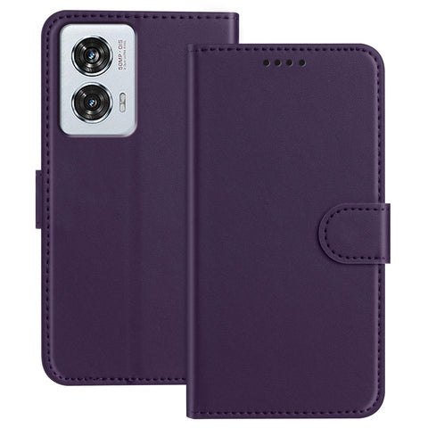 For Motorola Moto G85 5G / Motorola Edge 50 Fusion 5G Leather Case Wallet Stand Solid Color Anti Drop Phone Cover