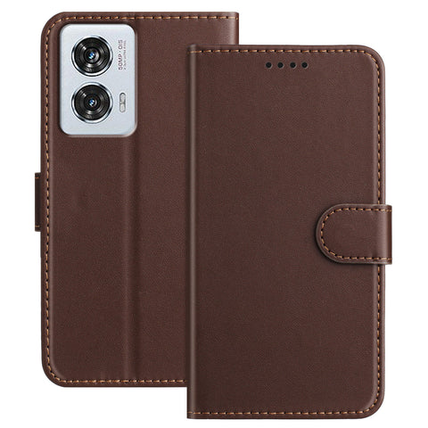 For Motorola Moto G85 5G / Motorola Edge 50 Fusion 5G Leather Case Wallet Stand Solid Color Anti Drop Phone Cover