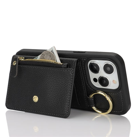 For iPhone 13 Pro Max / 12 Pro Max Case Litchi Textured PU Leather + TPU Kickstand Phone Cover with Card Slot