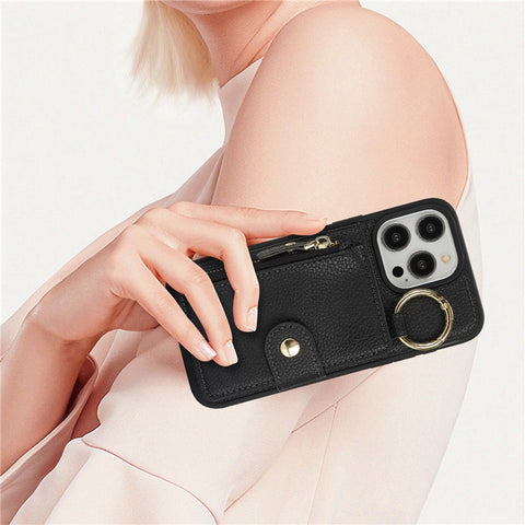 For iPhone 13 Pro Max / 12 Pro Max Case Litchi Textured PU Leather + TPU Kickstand Phone Cover with Card Slot