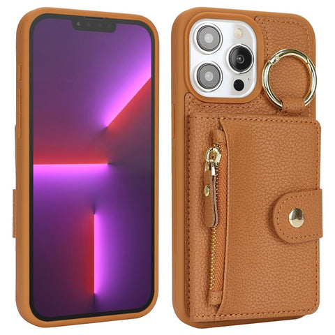 For iPhone 13 Pro Max / 12 Pro Max Case Litchi Textured PU Leather + TPU Kickstand Phone Cover with Card Slot