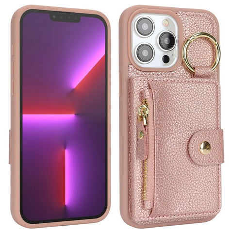 For iPhone 13 Pro Max / 12 Pro Max Case Litchi Textured PU Leather + TPU Kickstand Phone Cover with Card Slot
